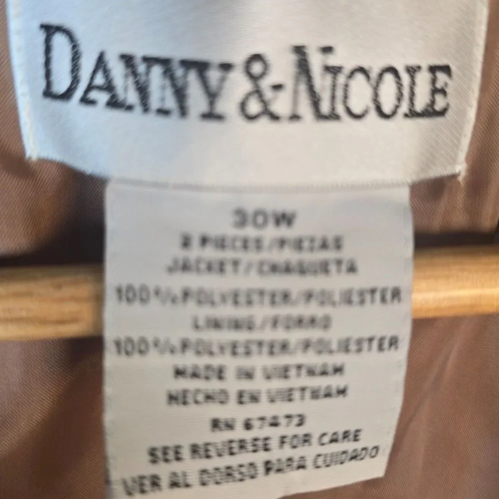 Danny and Nicole Jacket 30W Brown Textured Print Clear Beaded Collar Lined